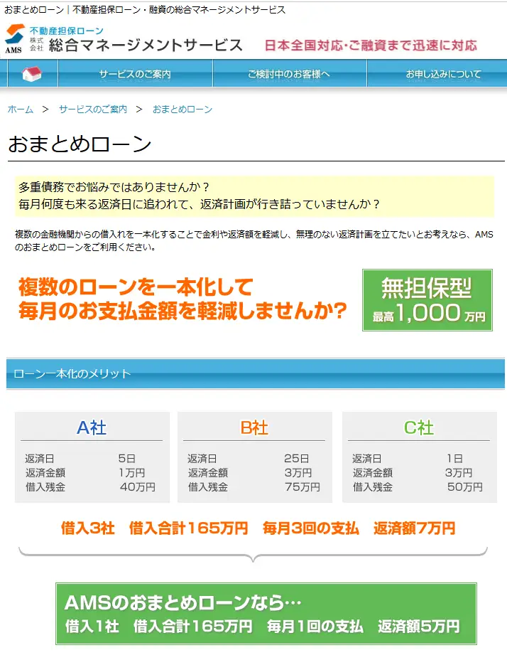 総合マネージメントサービスのおまとめローン