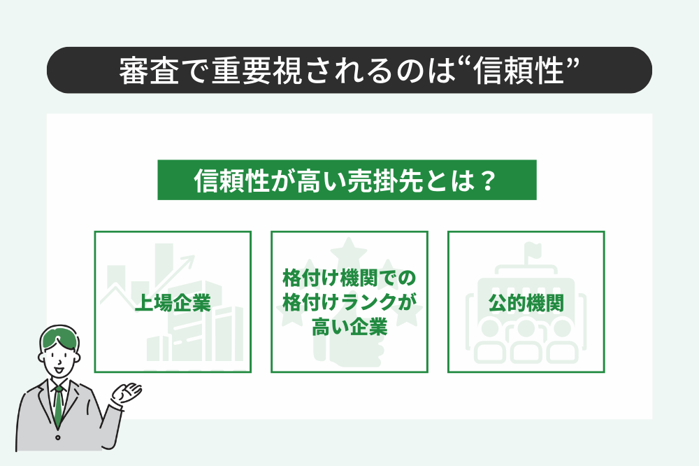 ファクタリングでの信頼性が高い売掛先の例示
