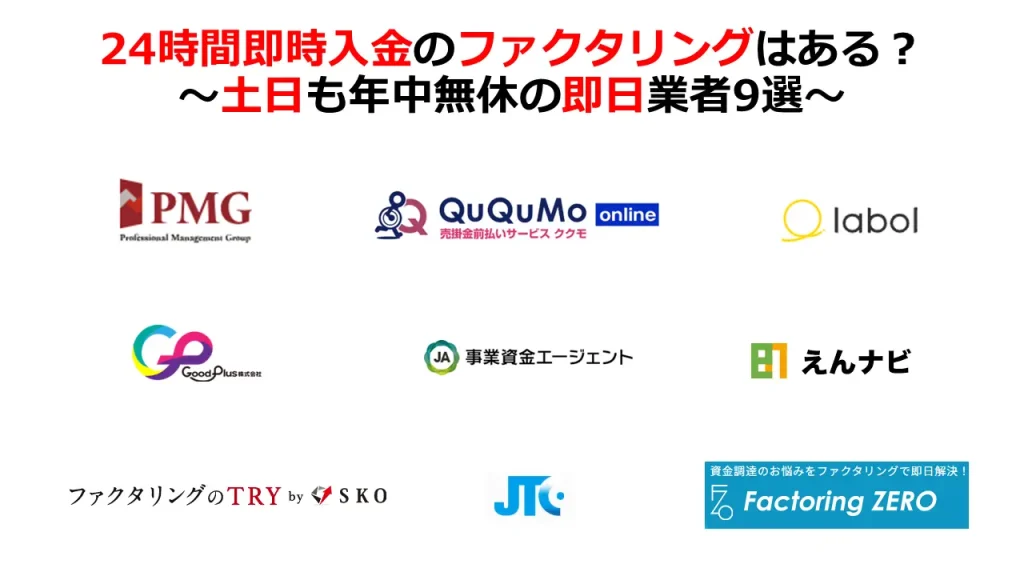 土日でも24時間即時入金のファクタリング